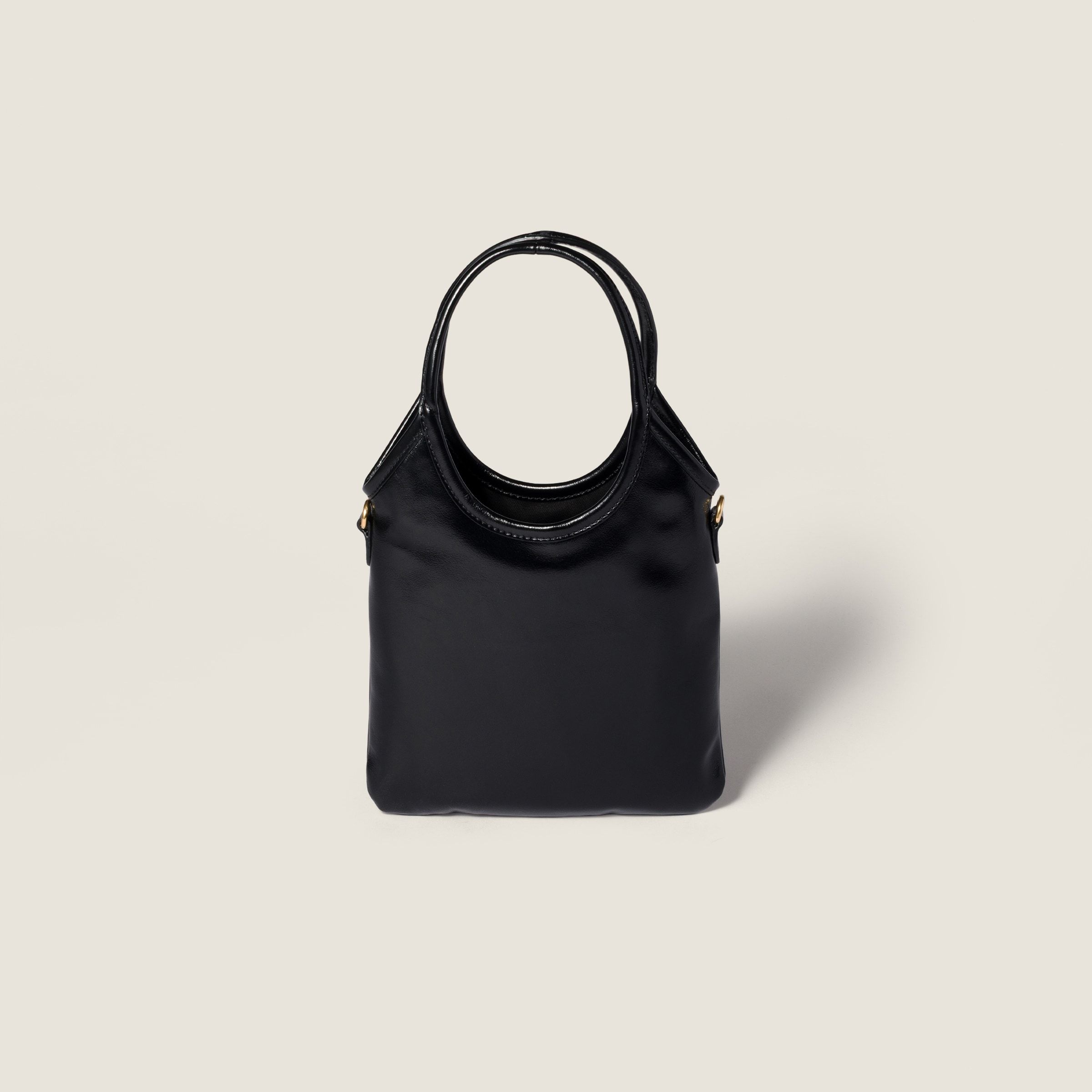 Miu Miu Ivy Leather Handbag In Black