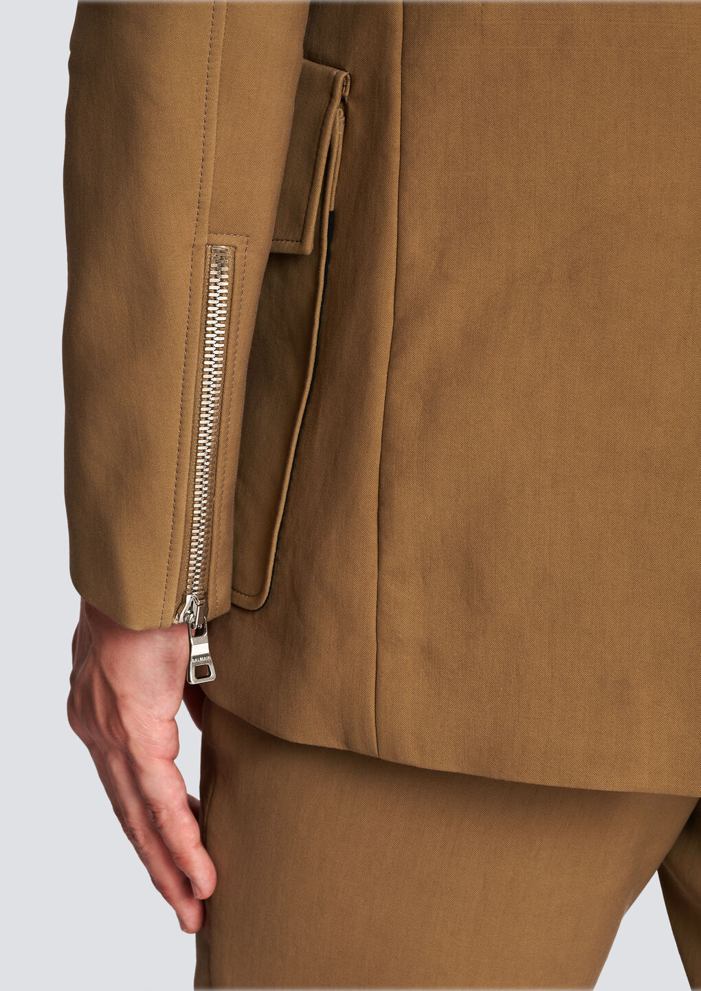 Balmain Cargo Double-breasted Fastening Blazer In Green