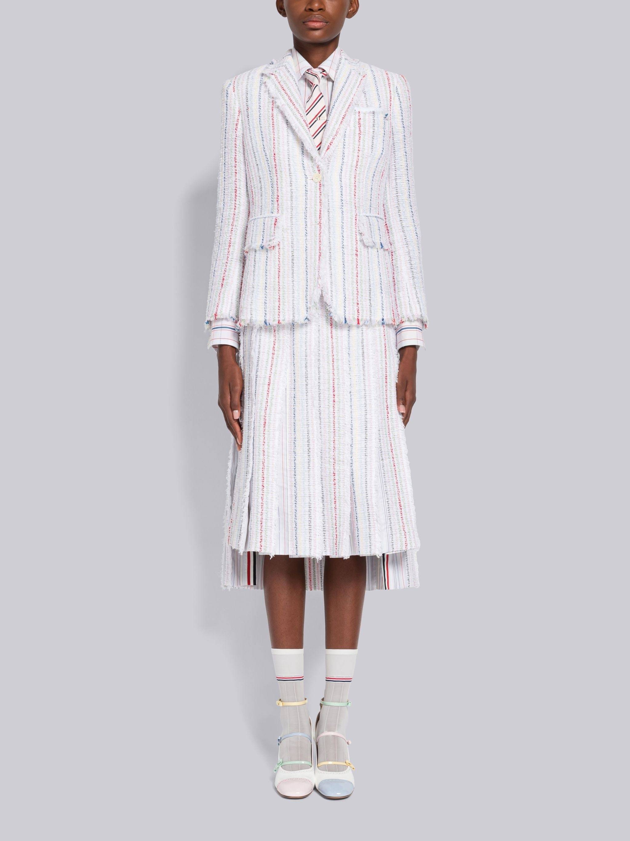 Thom Browne Seersucker Tweed Blazer In White
