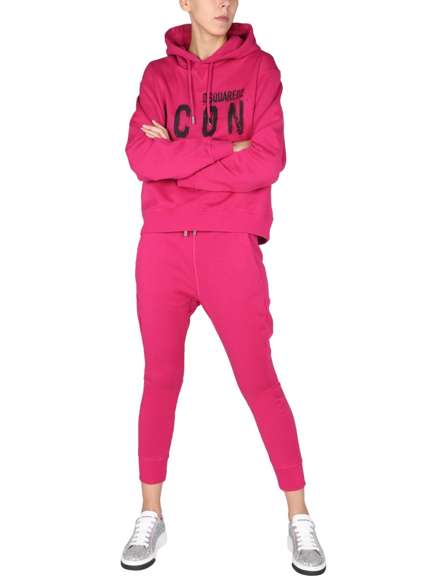Dsquared2 Graffiti Logo Print Hoodie In Pink