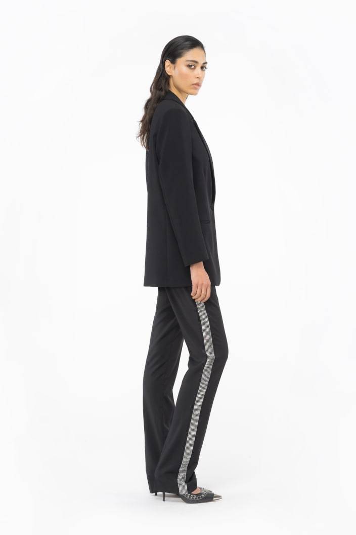 Pinko Trousers With Side Detailing And Fabric Blend In Black