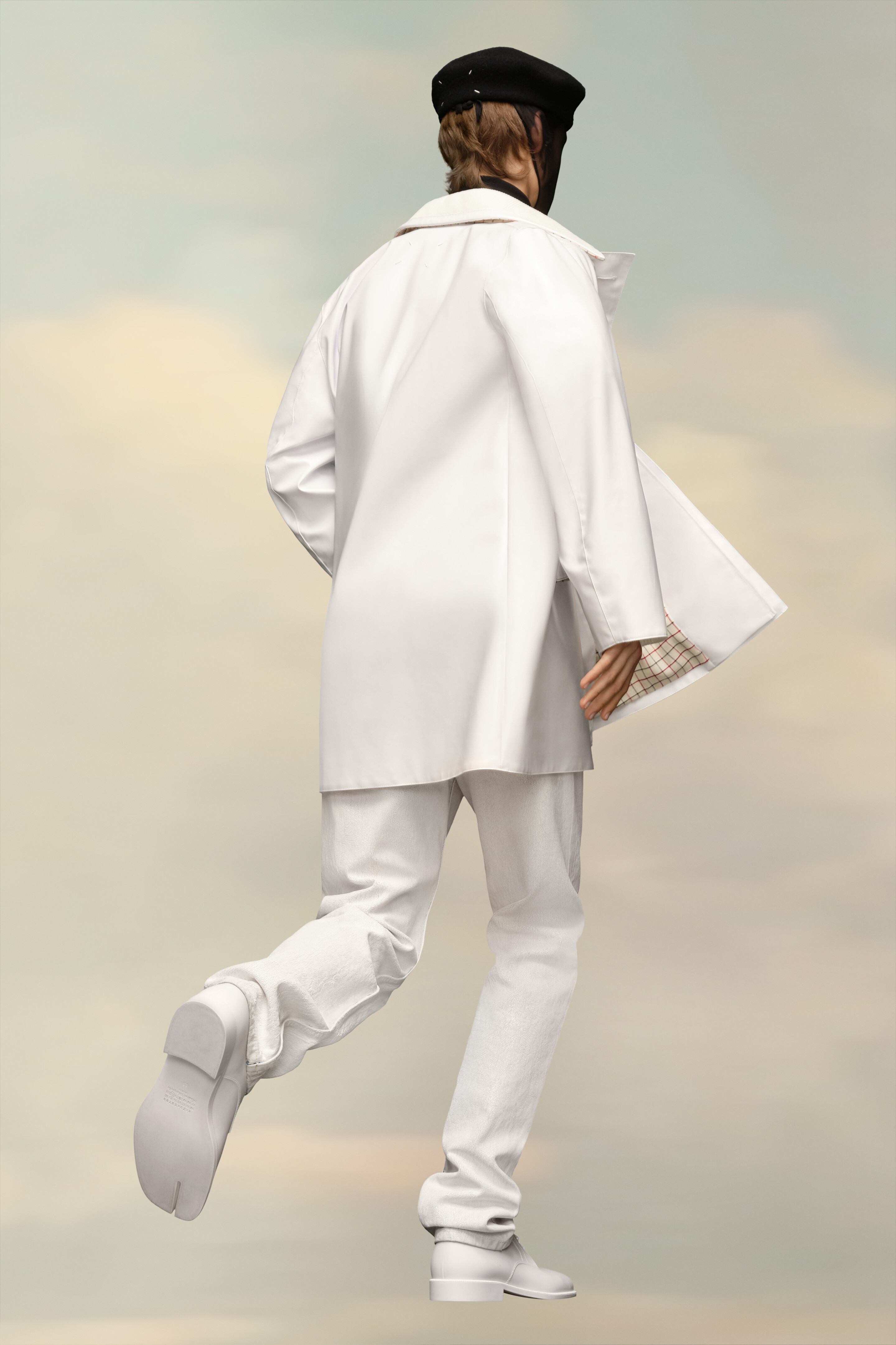 Maison Margiela High-shine Finish Double-breasted Coat In White