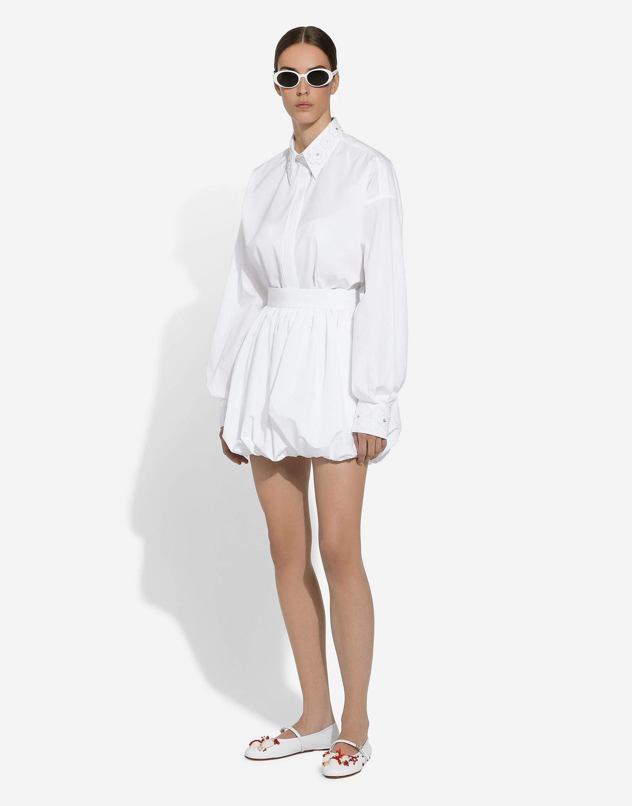 Dolce & Gabbana Bubble-silhouette Cotton Miniskirt In White