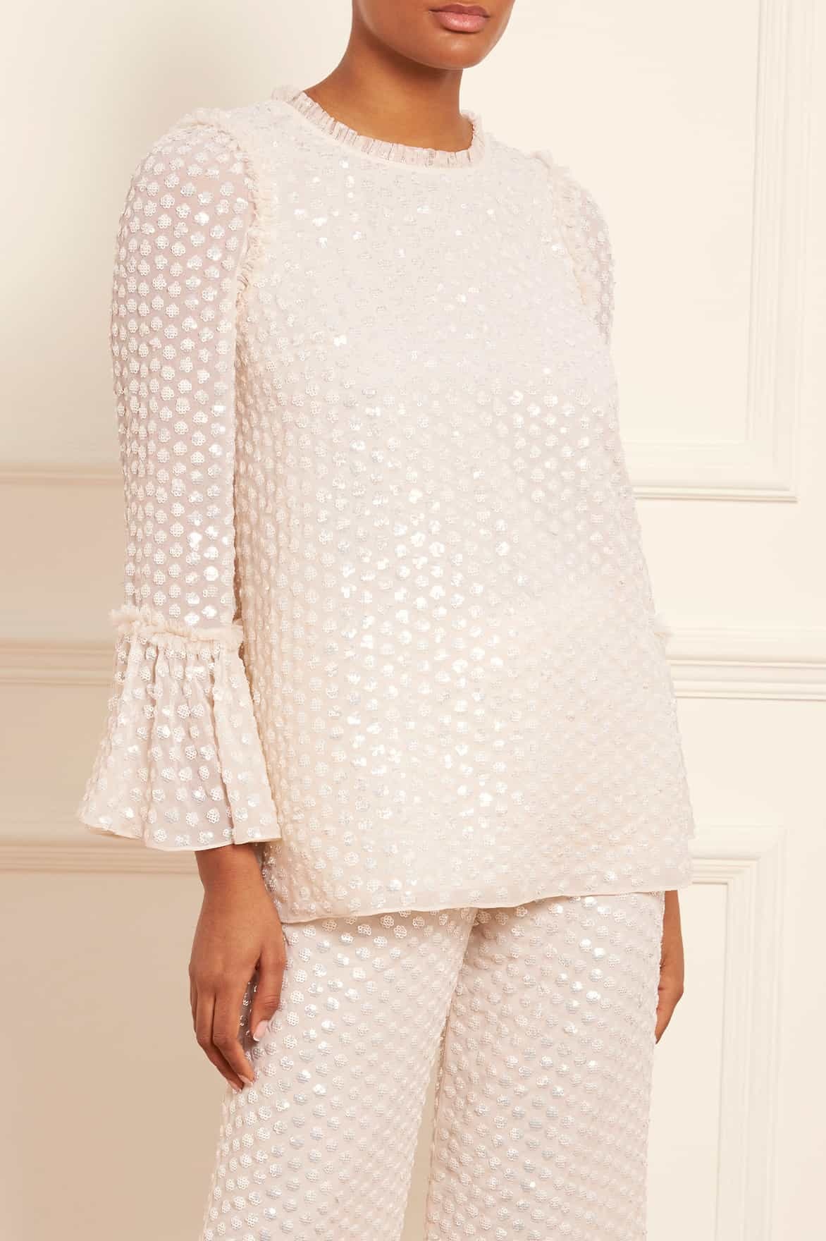 NEEDLE & THREAD RAINDROP SEQUINNED BLOUSE
