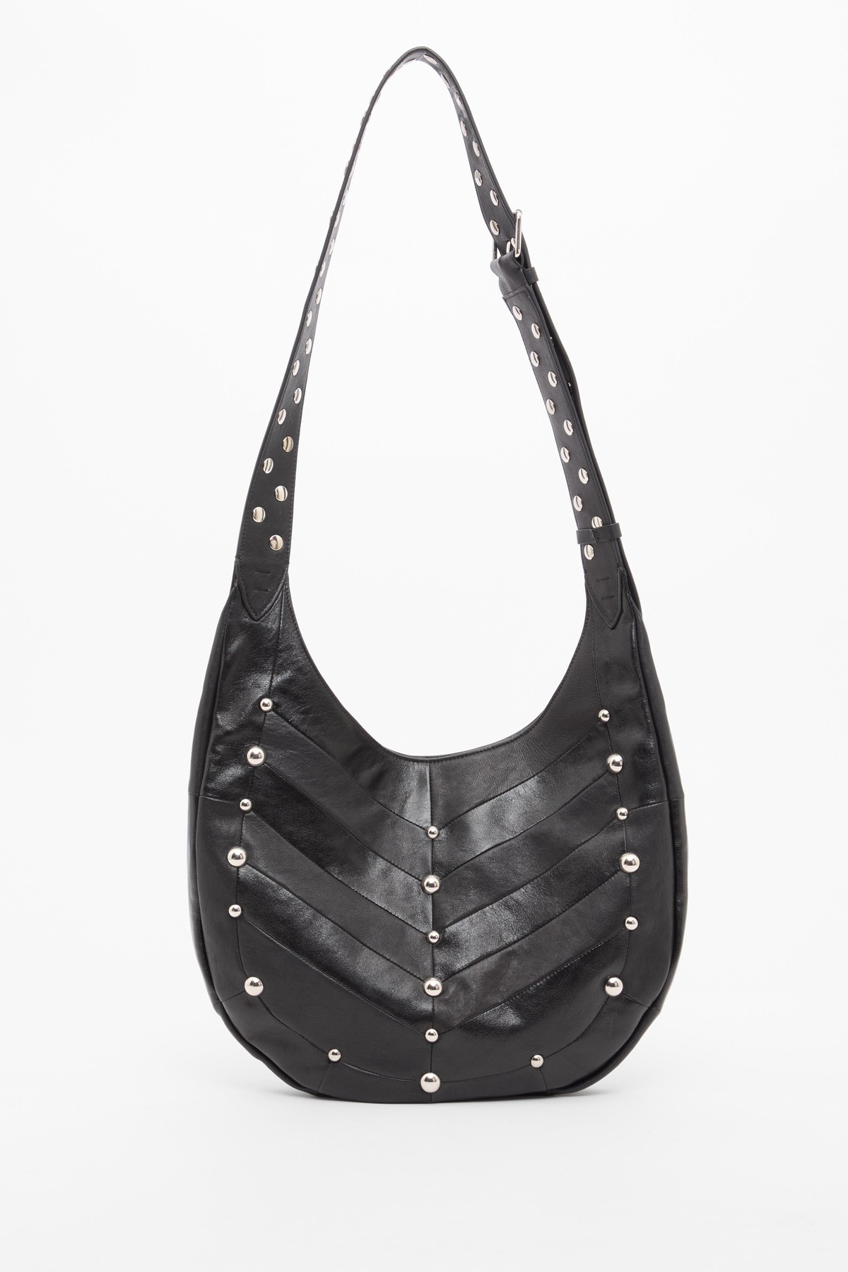 Valentino Garavani Garavani Hoboho Small Nappa Leather Hobo Bag With Chevron Pattern And S In Black