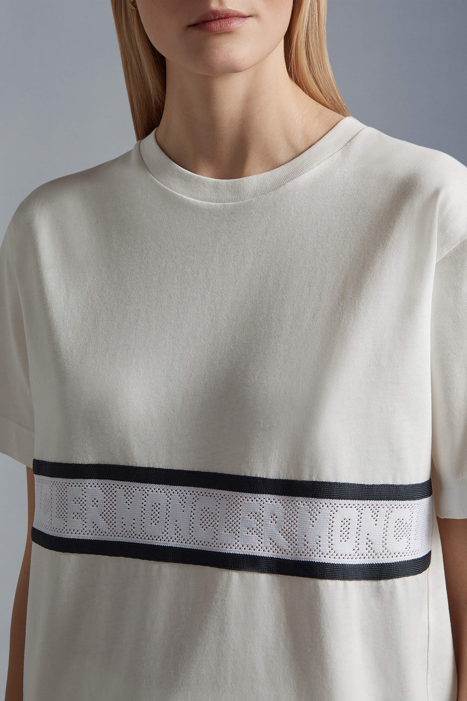 Moncler Logo-stripe Cotton T-shirt In White
