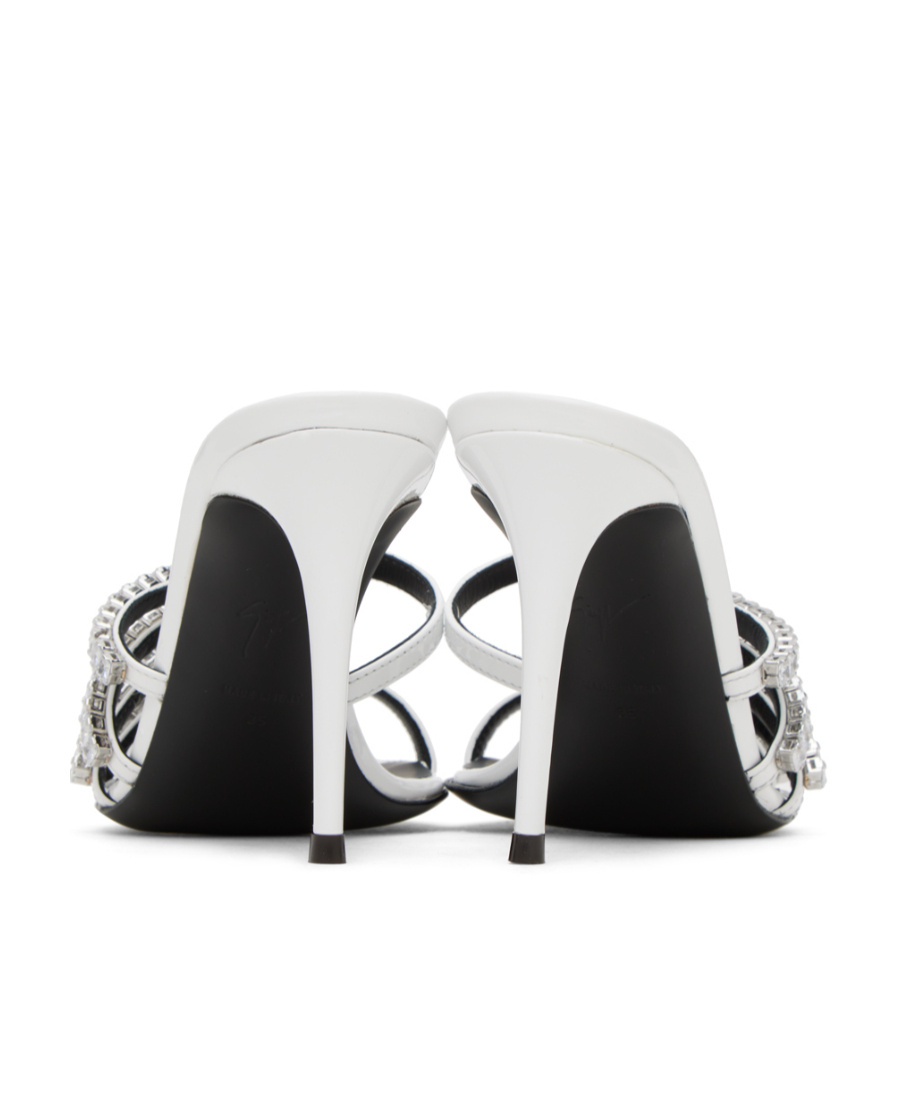 Giuseppe Zanotti Silver Intriigo Heeled Sandals In White