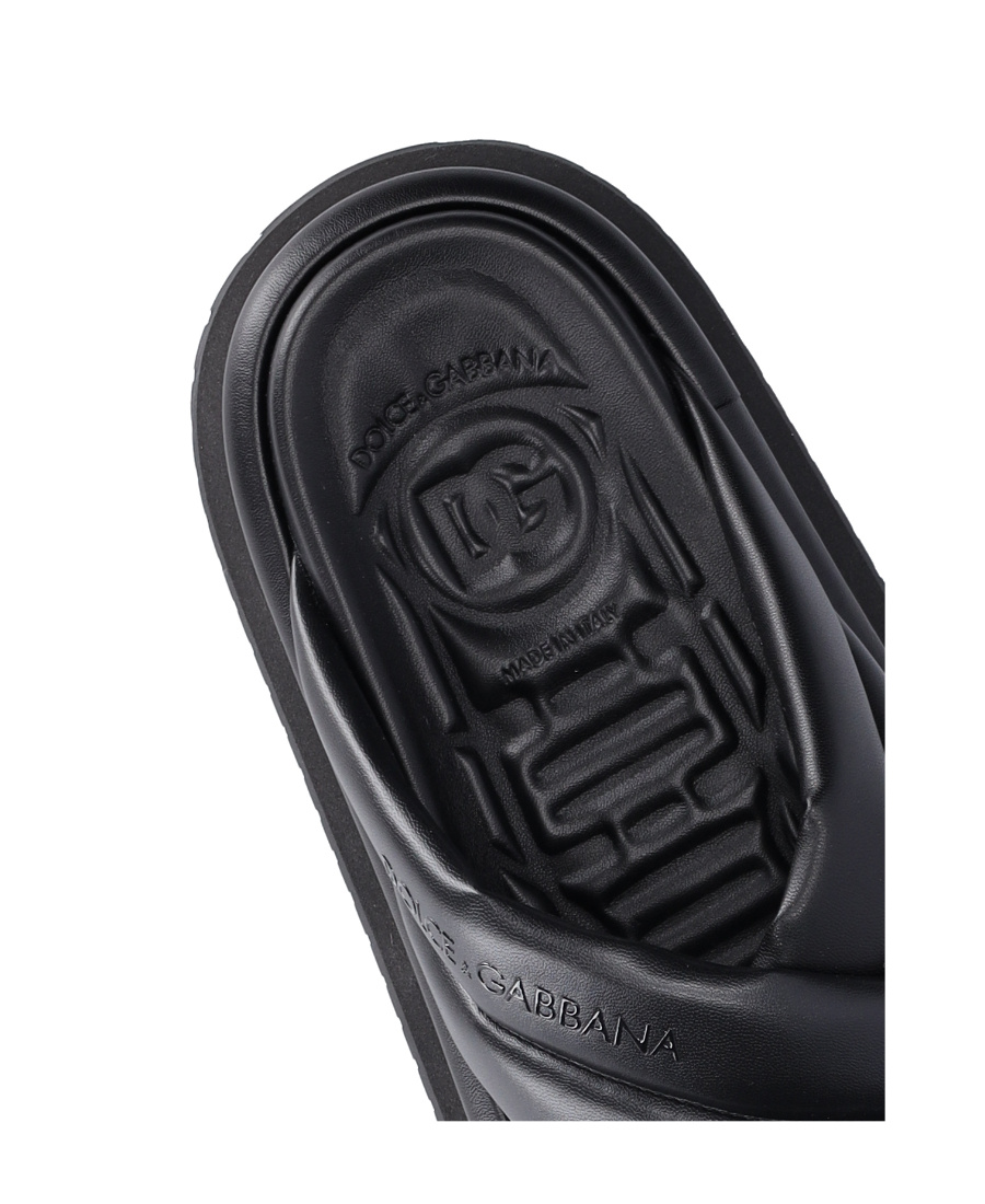 Dolce & Gabbana Men Nappa Effect Fabric Sandal In Black