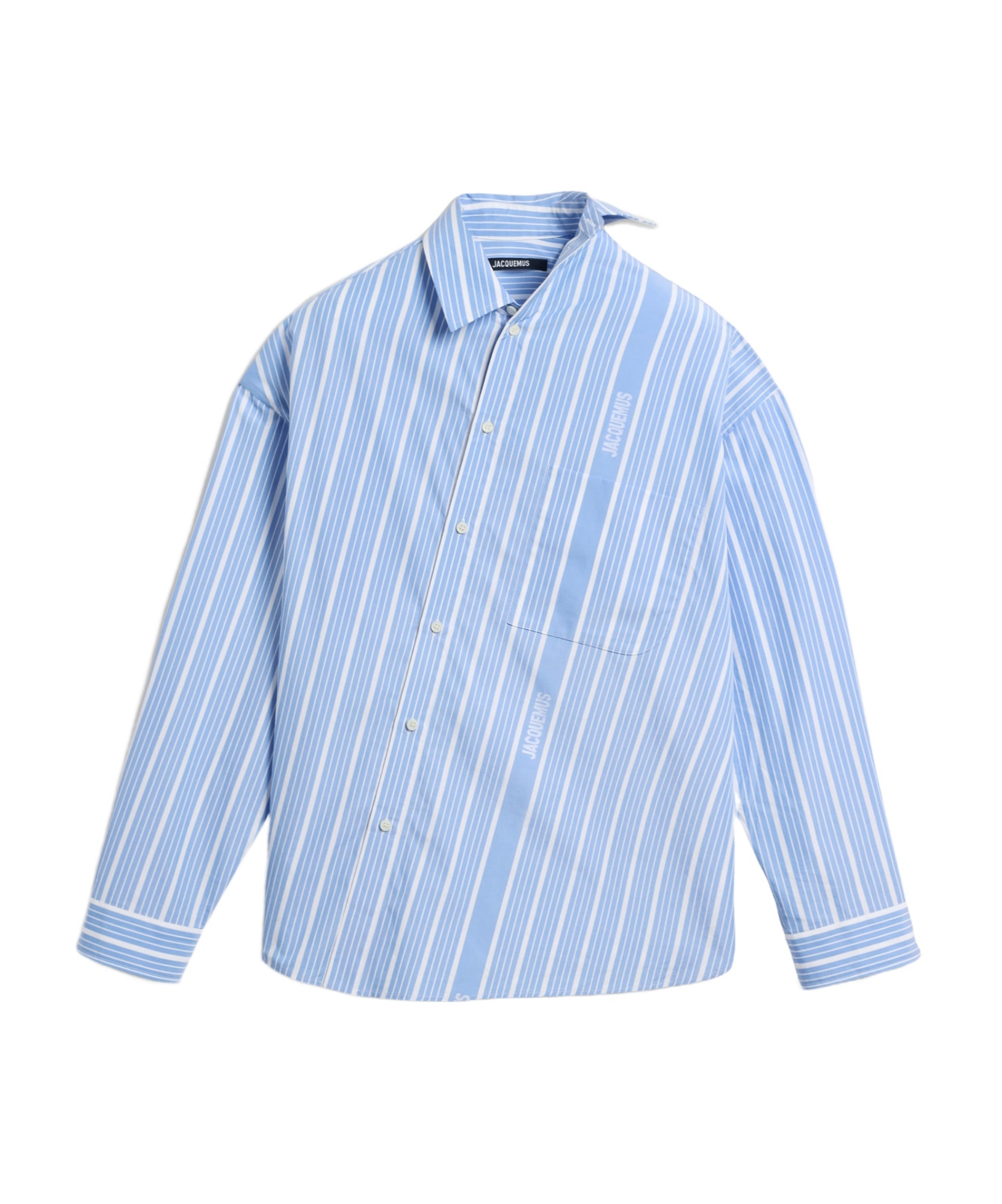 Jacquemus Light-blue Striped 'la Chemise Cuadro' In Blue