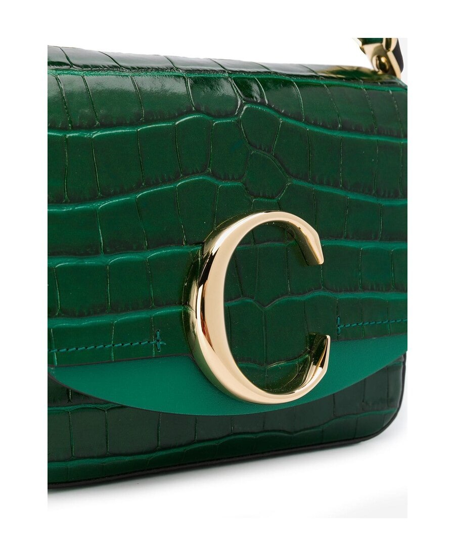 Chloé C Mini Crossbody Bag In Green
