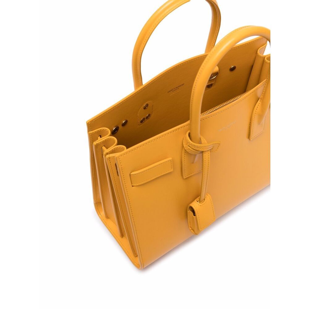Saint Laurent Sac De Jour Logo Detailed Tote Bag In Yellow