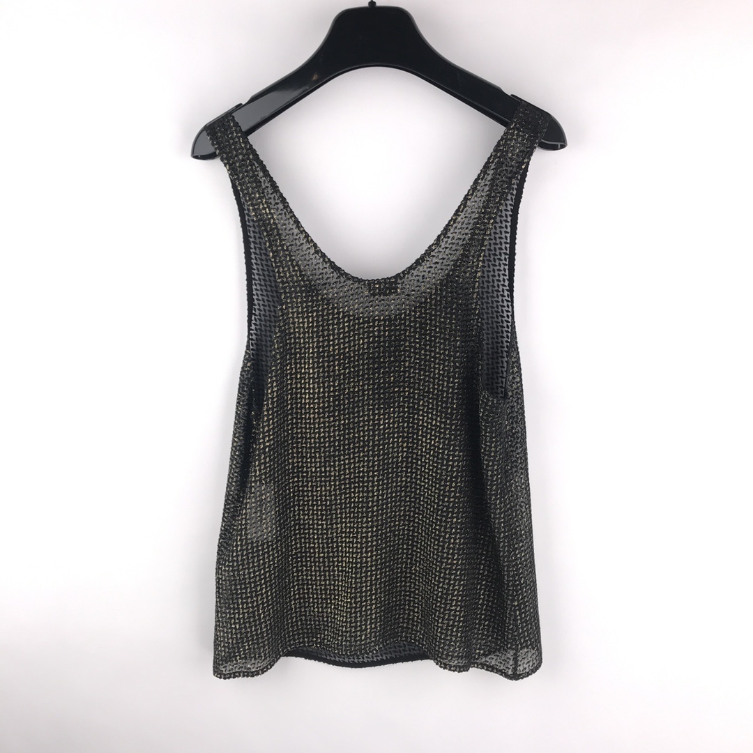 Saint Laurent Lamè Embroidered Tank Top In Black