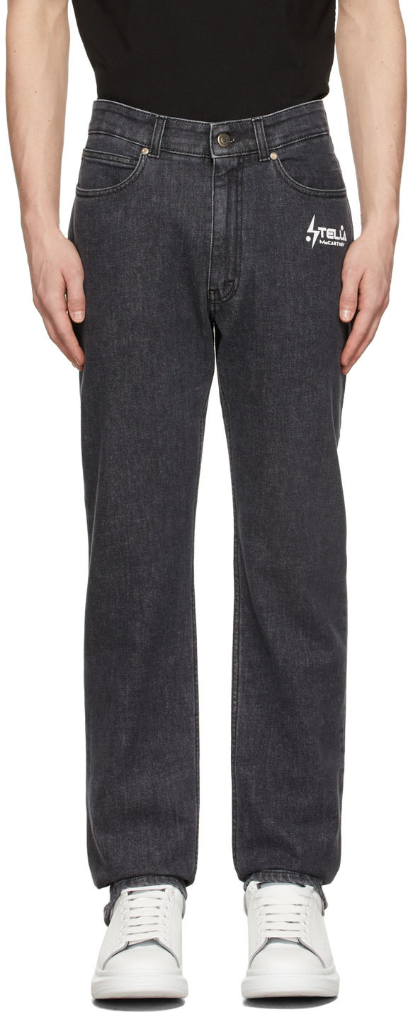 Stella Mccartney Straight-leg Logo-print Jeans In Black
