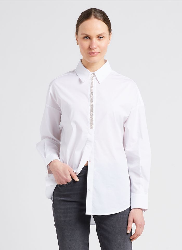 Liu •jo Long-sleeved Lapel Shirt In White