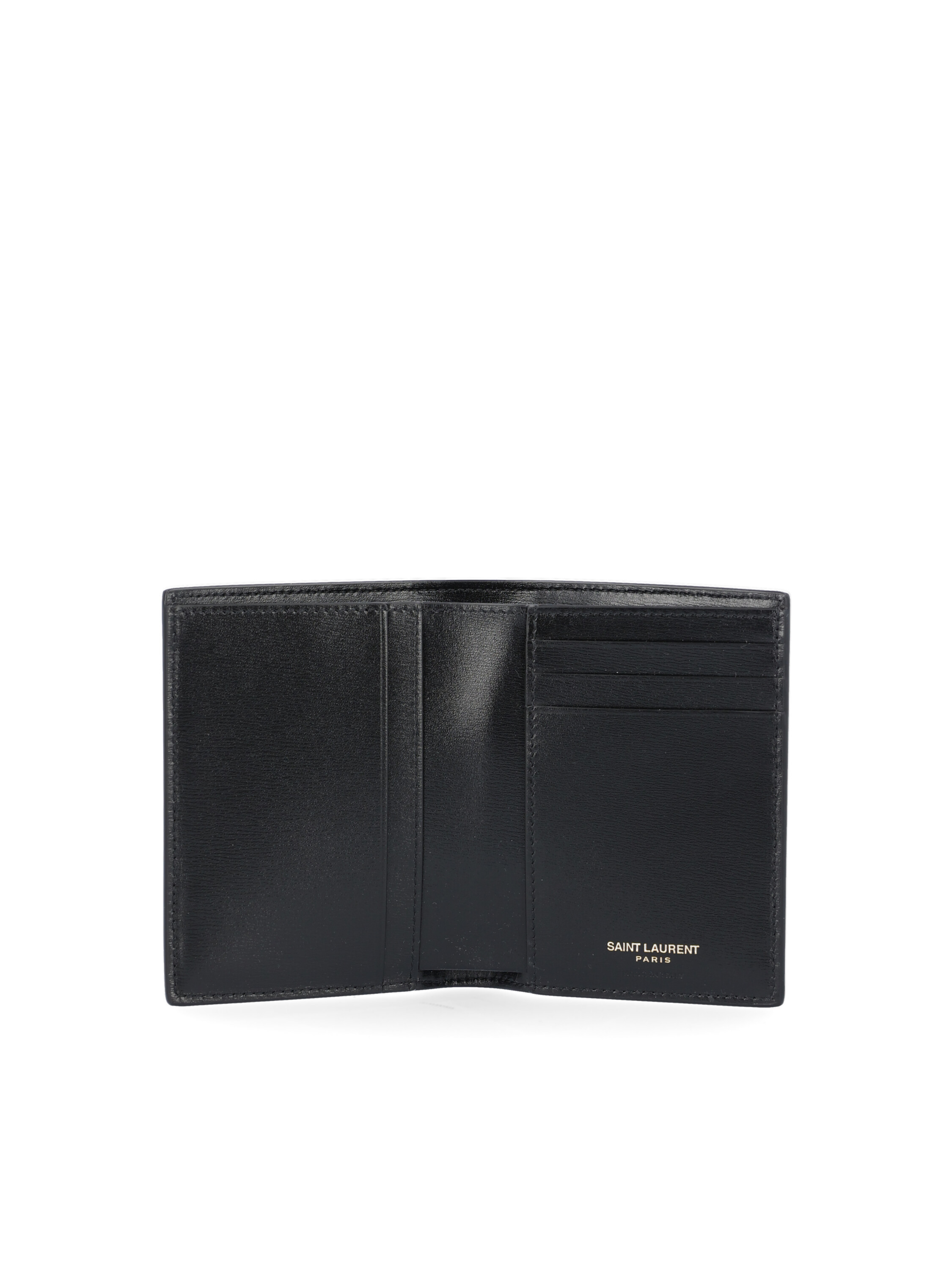 Saint Laurent Tiny Cassandre Credit Card Holder In Black