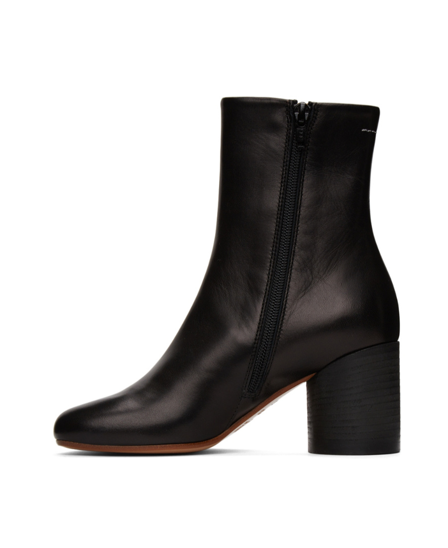Mm6 Maison Margiela Anatomic Square Toe Zipped Boots In Black