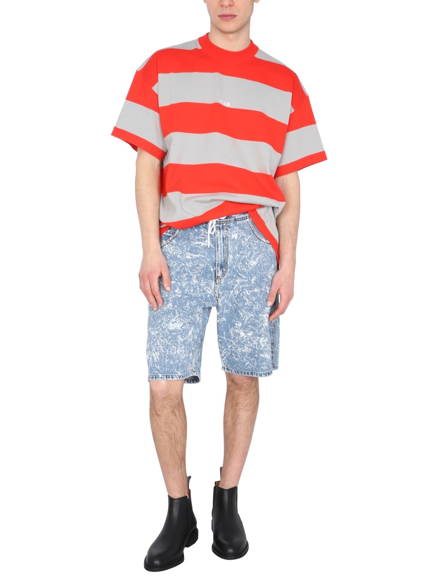 Msgm T-shirt With Embroidered Logo In Orange