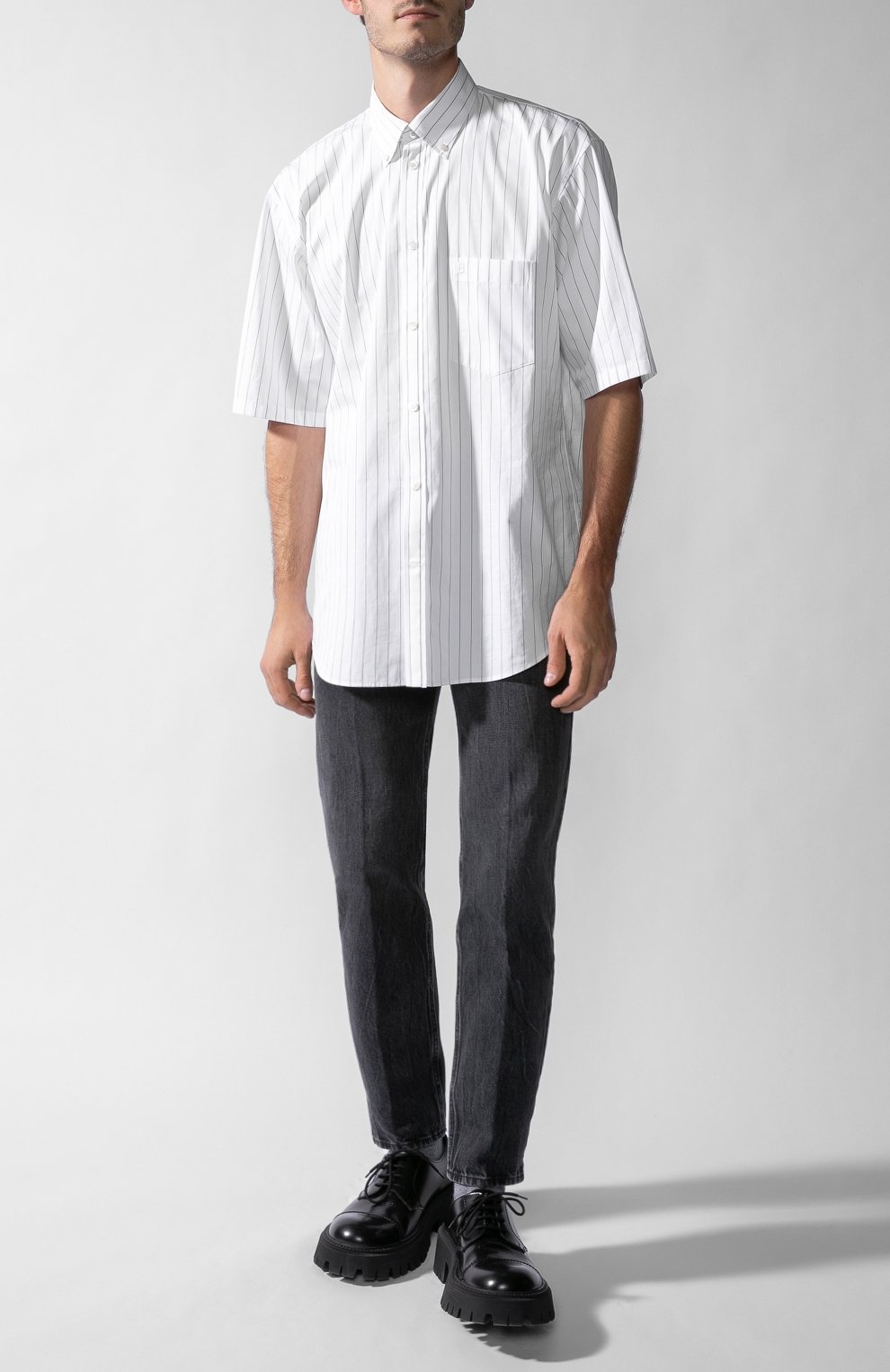 Balenciaga Striped Shirt In White