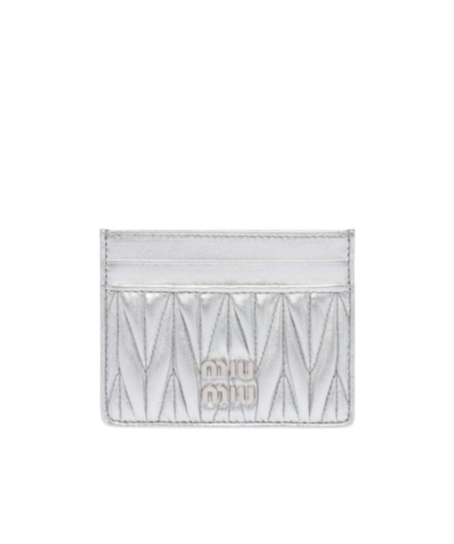 Miu Miu Matelass� Nappa-leather Card Holder In Gray