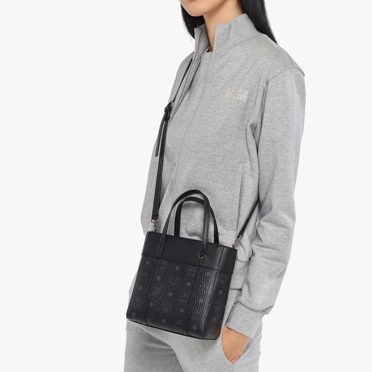 Mcm Logo Shoulder Bag In Black