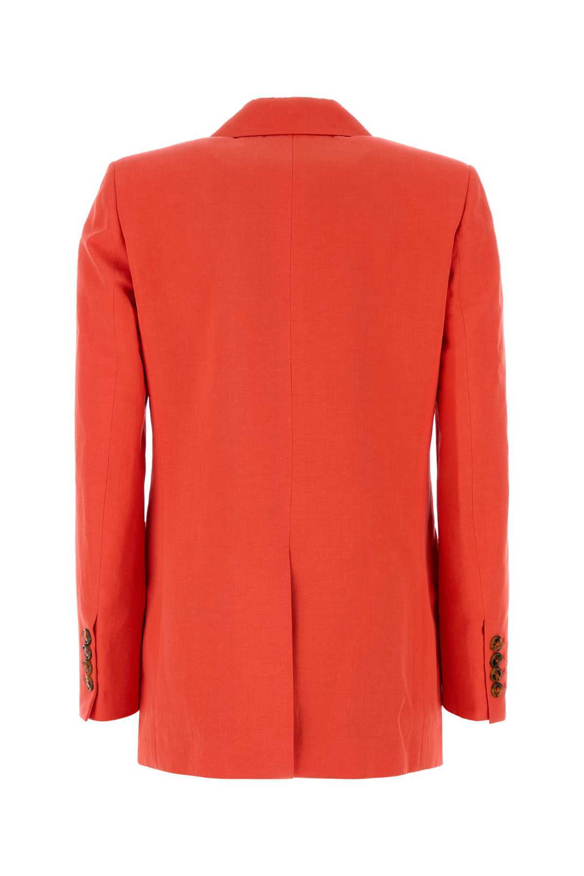 Blazé Milano Flica Everyday Double-breasted Silk And Linen-blend Blazer In Red