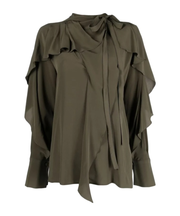 Shop Victoria Beckham Long-sleeved Blouse In Brown