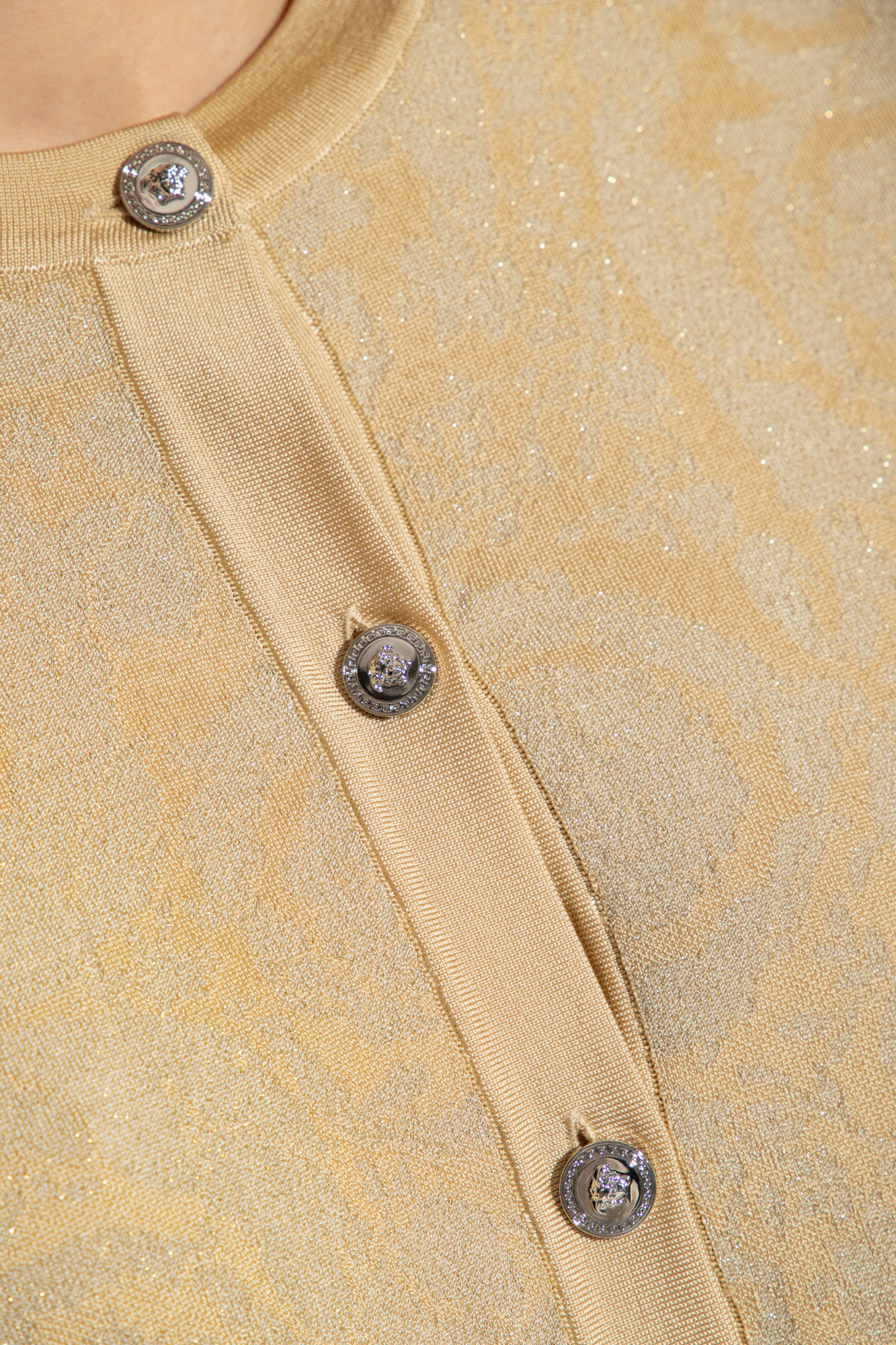 Versace Textured Barocco Knit Sweater In Nude