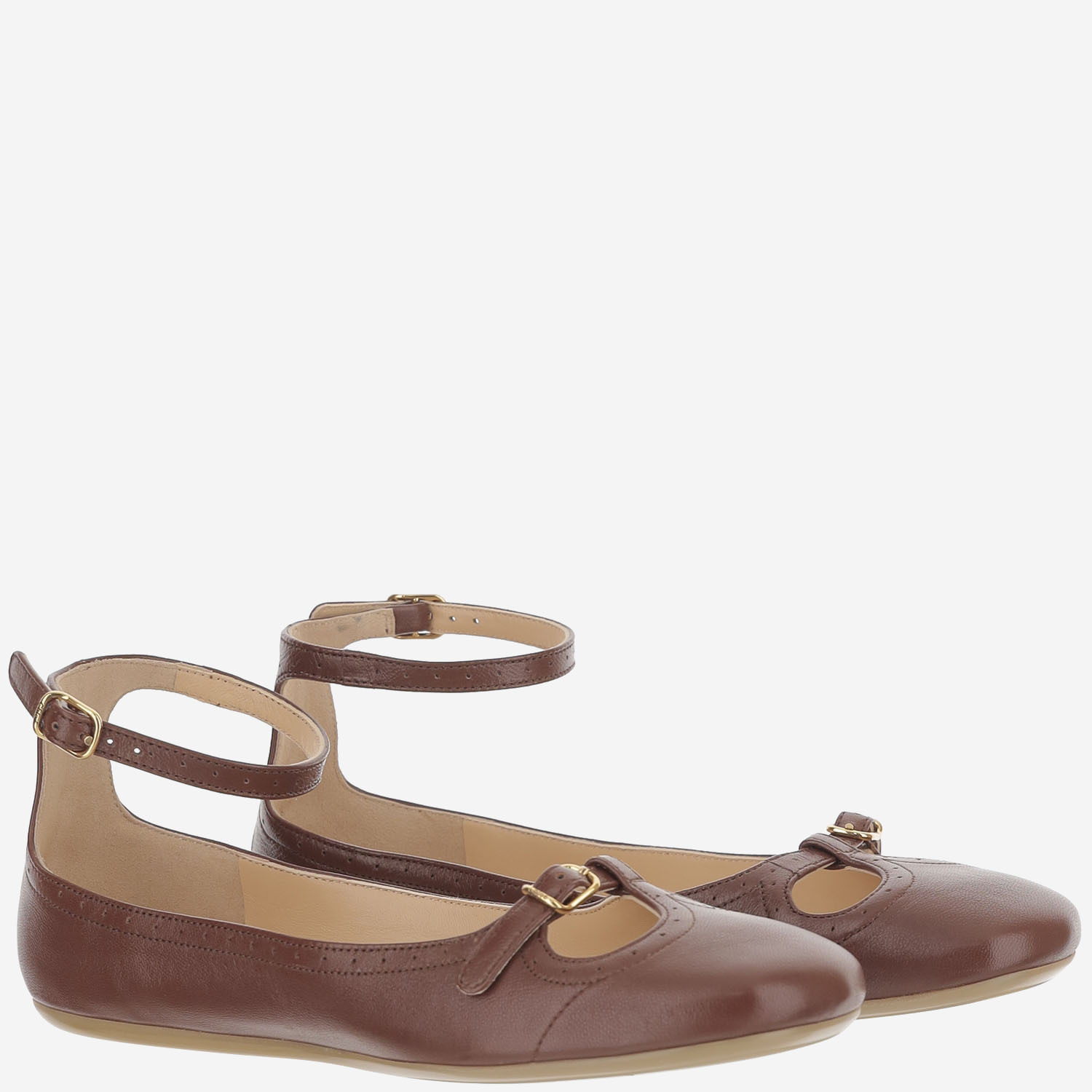 Chloé Misty Laser-cut Leather Ballet Flats In Brown