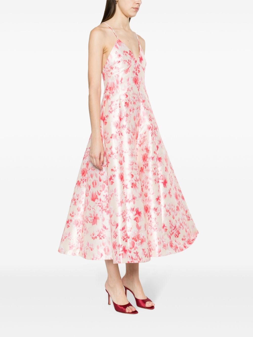 Philosophy Di Lorenzo Serafini Floral Printed Horn-shaped Medium-length Dress In Pink
