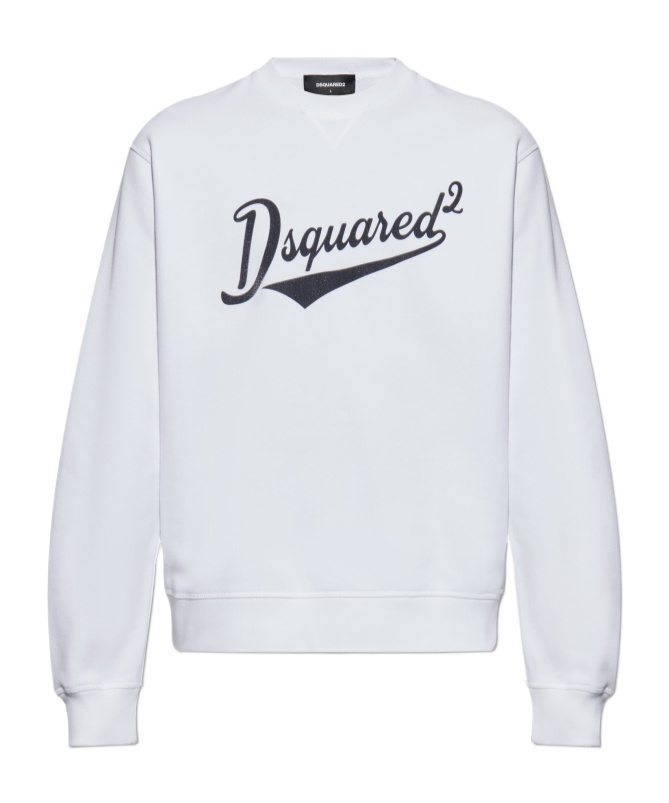 Dsquared2 Velvet Logo Sweatshirt In White