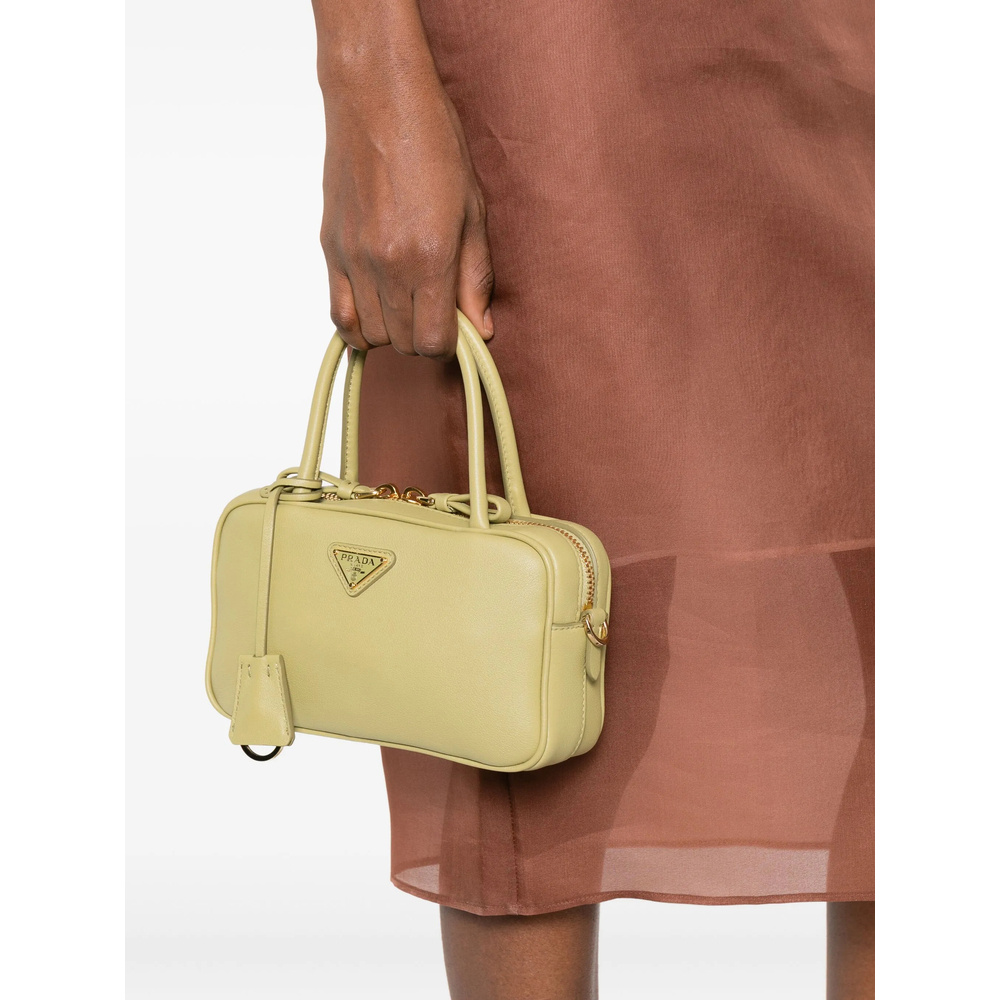 Prada Triangle-logo Satchel Bag In Green