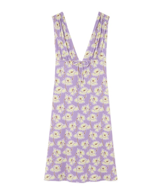 Versace Poppies V-neck Midi Dress In Multi
