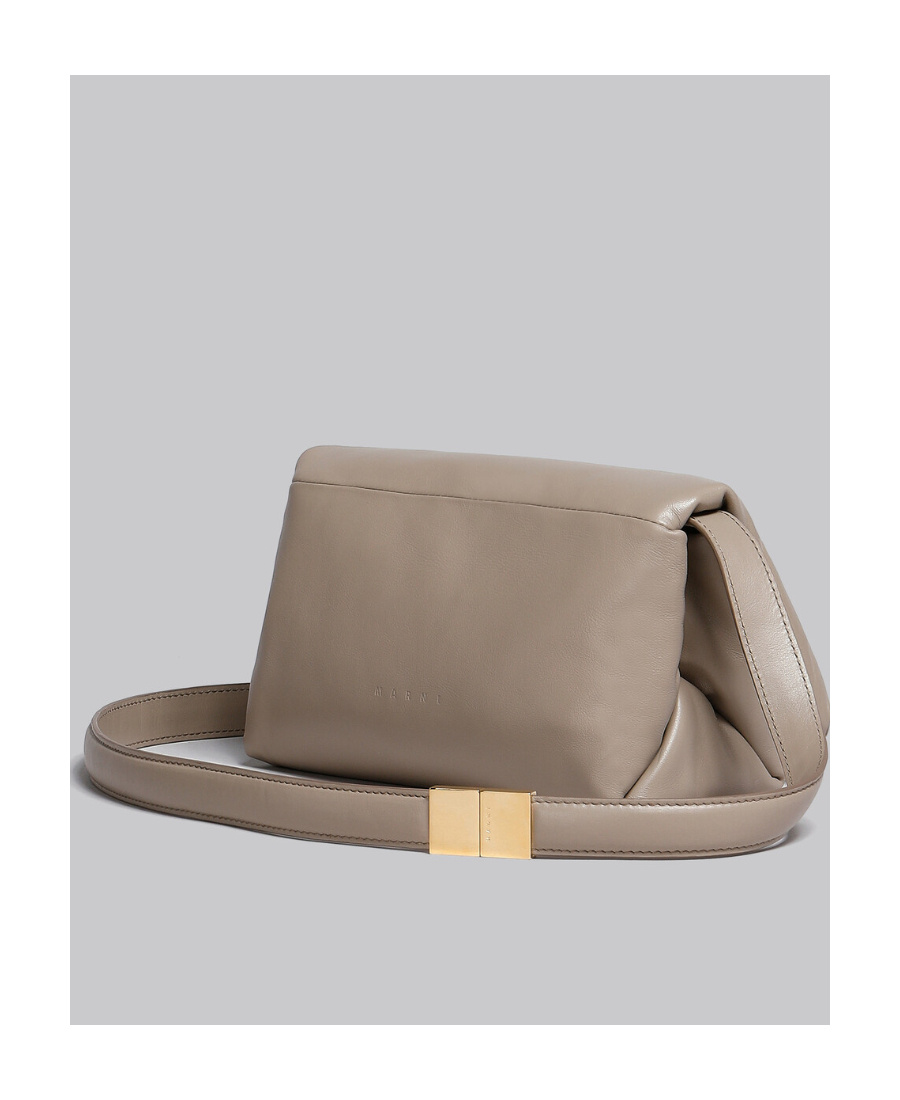 Marni Small Prisma Leather Shoulder Bag In Nude