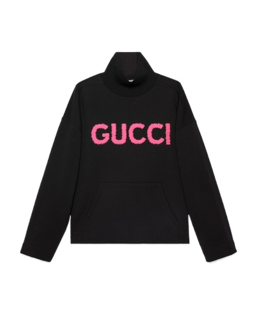 Gucci Sweatshirt Aus Baumwolljersey Mit Rollkragen In Black