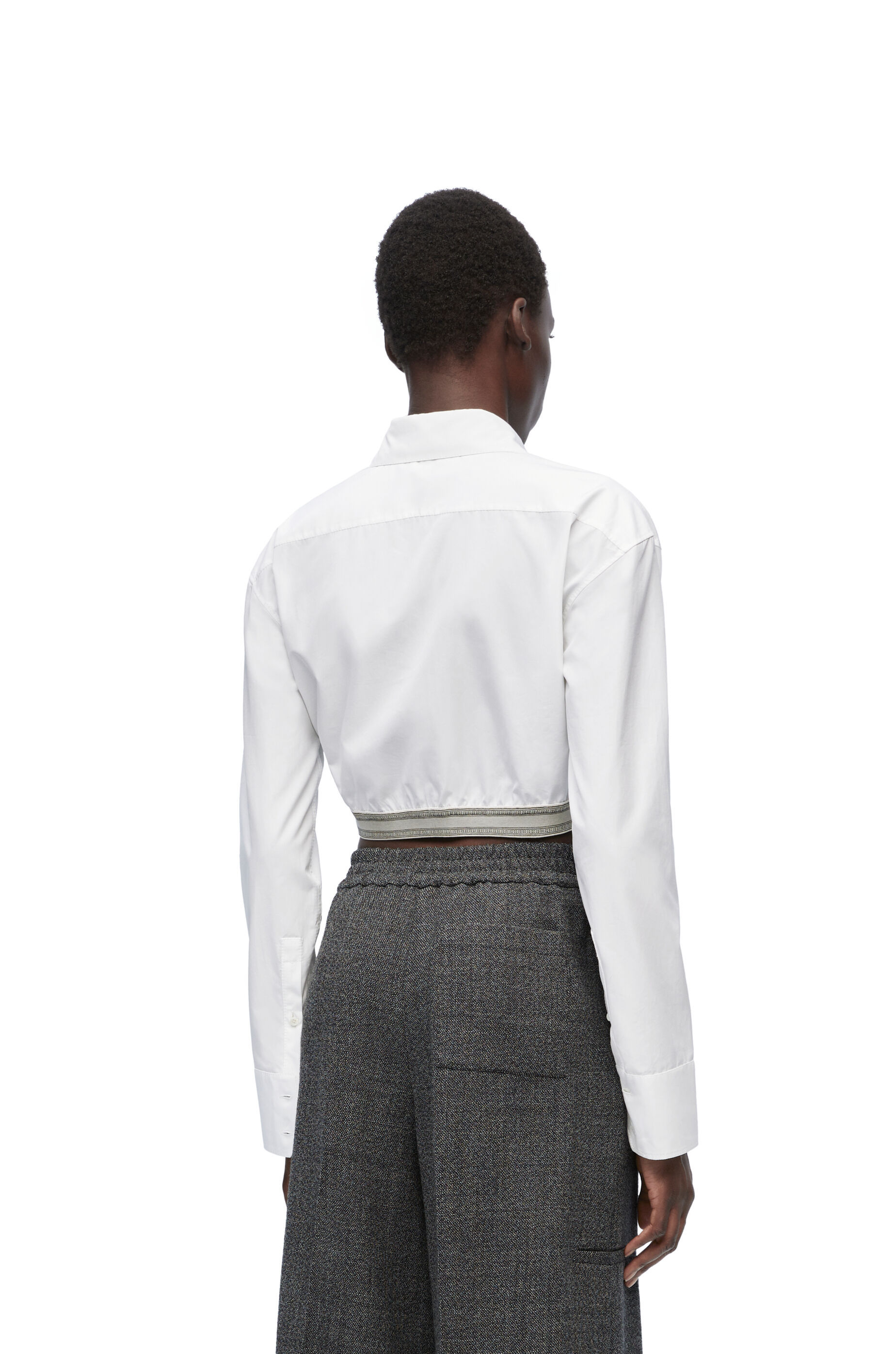 Loewe Logo-waistband Cropped Shirt In White