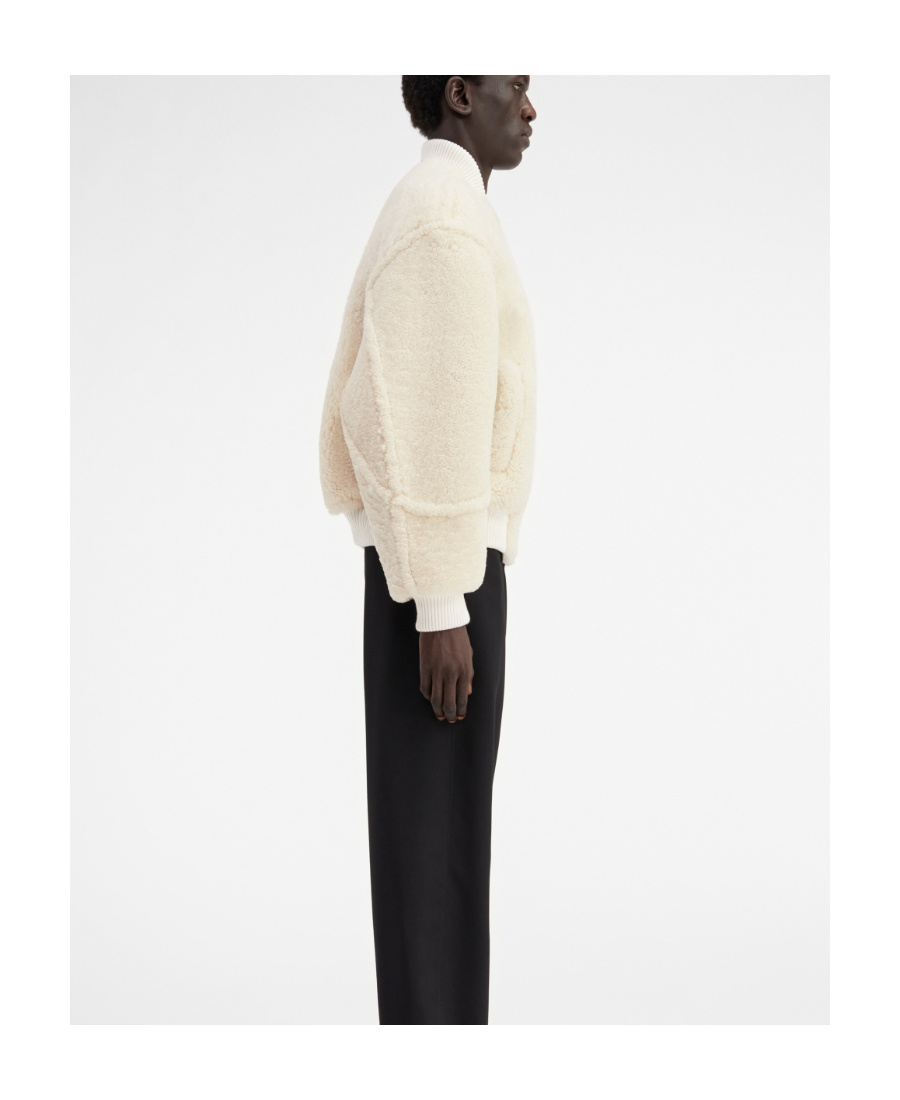 Jacquemus Le Blouson Pilou Shearling Bomber Jacket In Nude