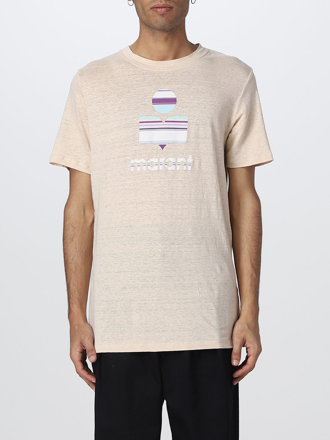 Isabel Marant Logo-print Crew-neck T-shirt In Nude