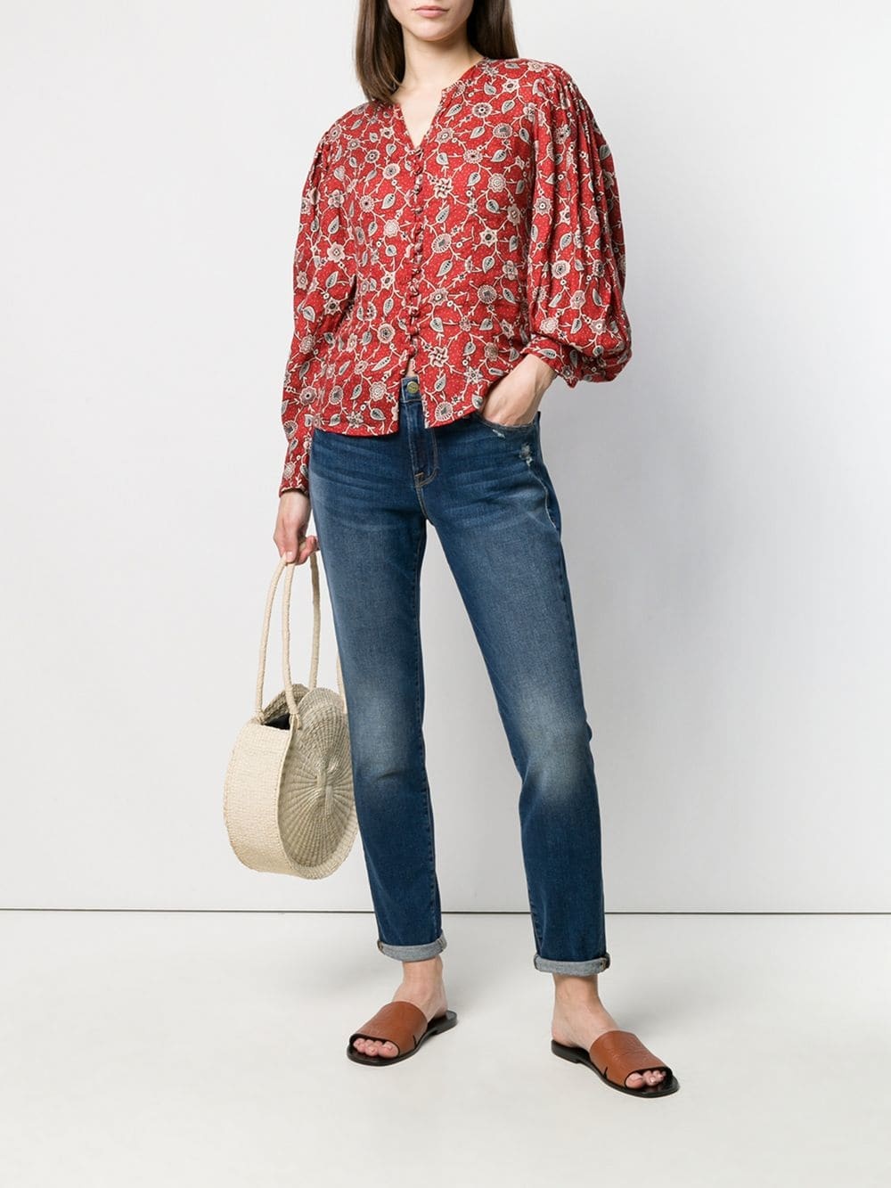 Frame Le Garcon Rolled Raw After Jeans In Azur In Blue