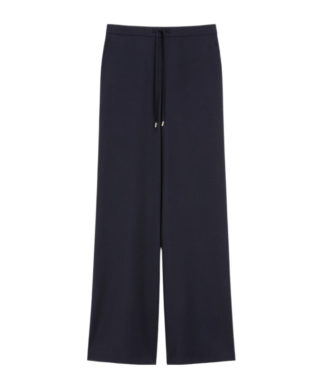 Max Mara Wool Drawstring Trousers In Blue