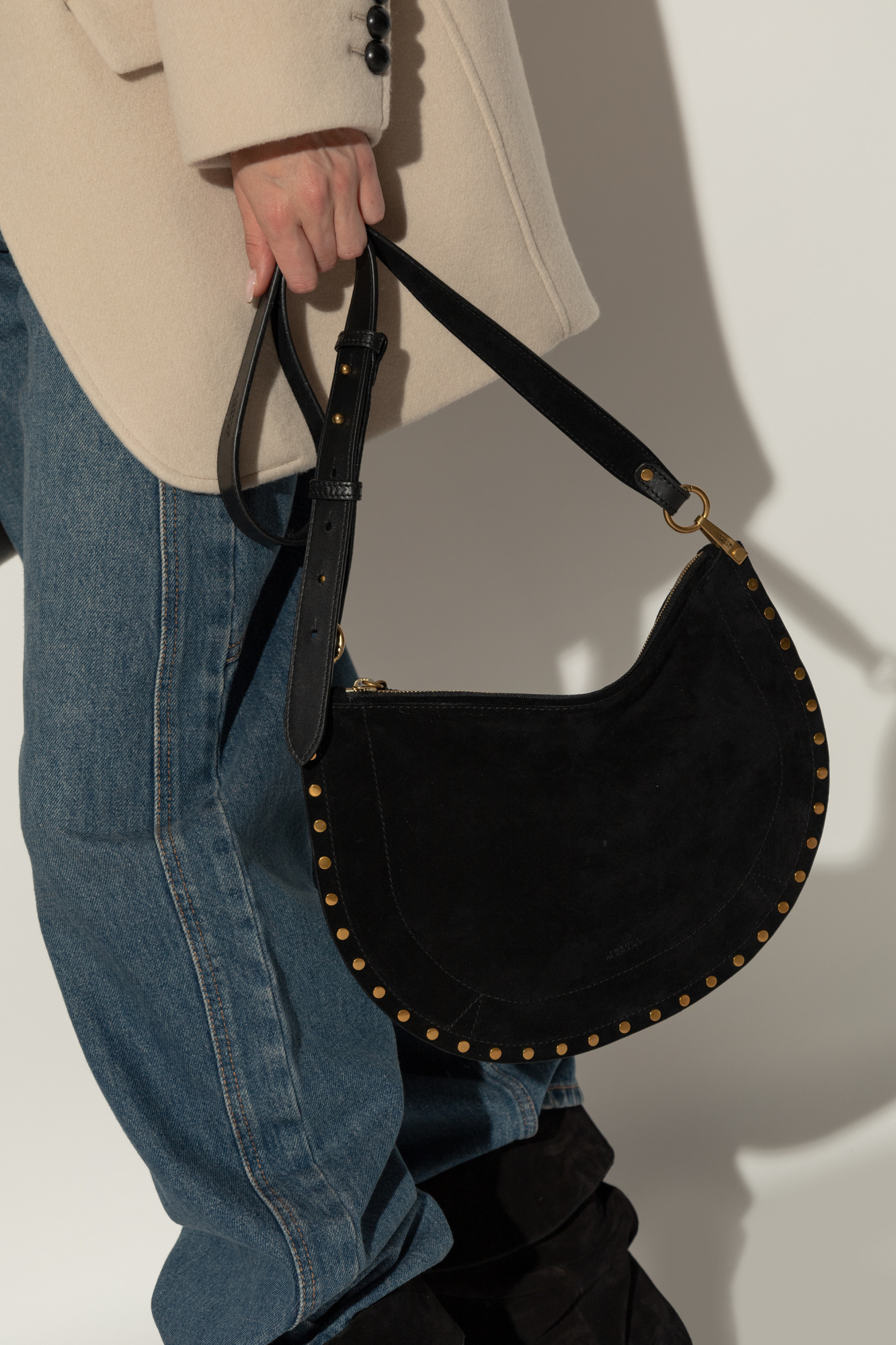 Isabel Marant Kanao Suede Cross-body Bag In Black