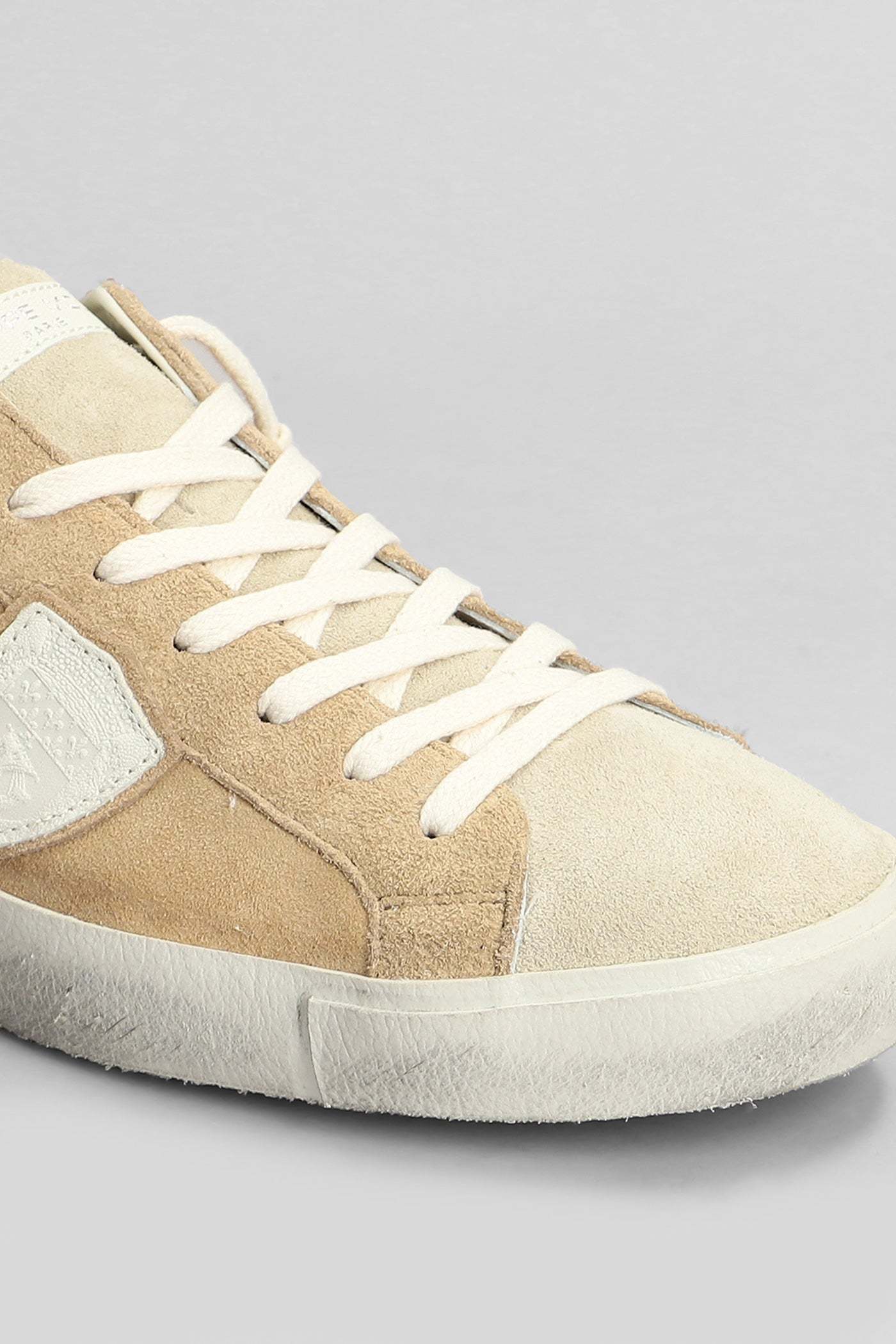 Philippe Model Prsx Low Sneakers In Leather Color Suede In Nude