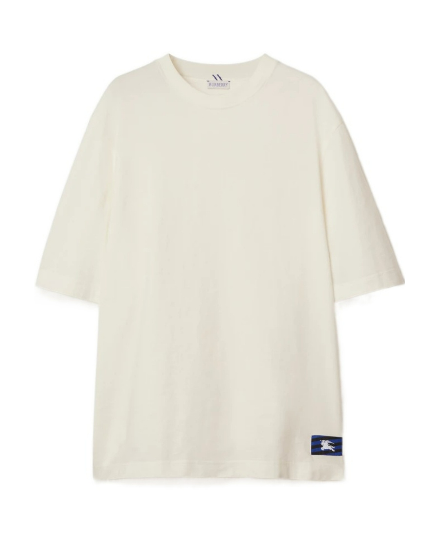 Burberry Ekd Logo-patch Cotton T-shirt In White
