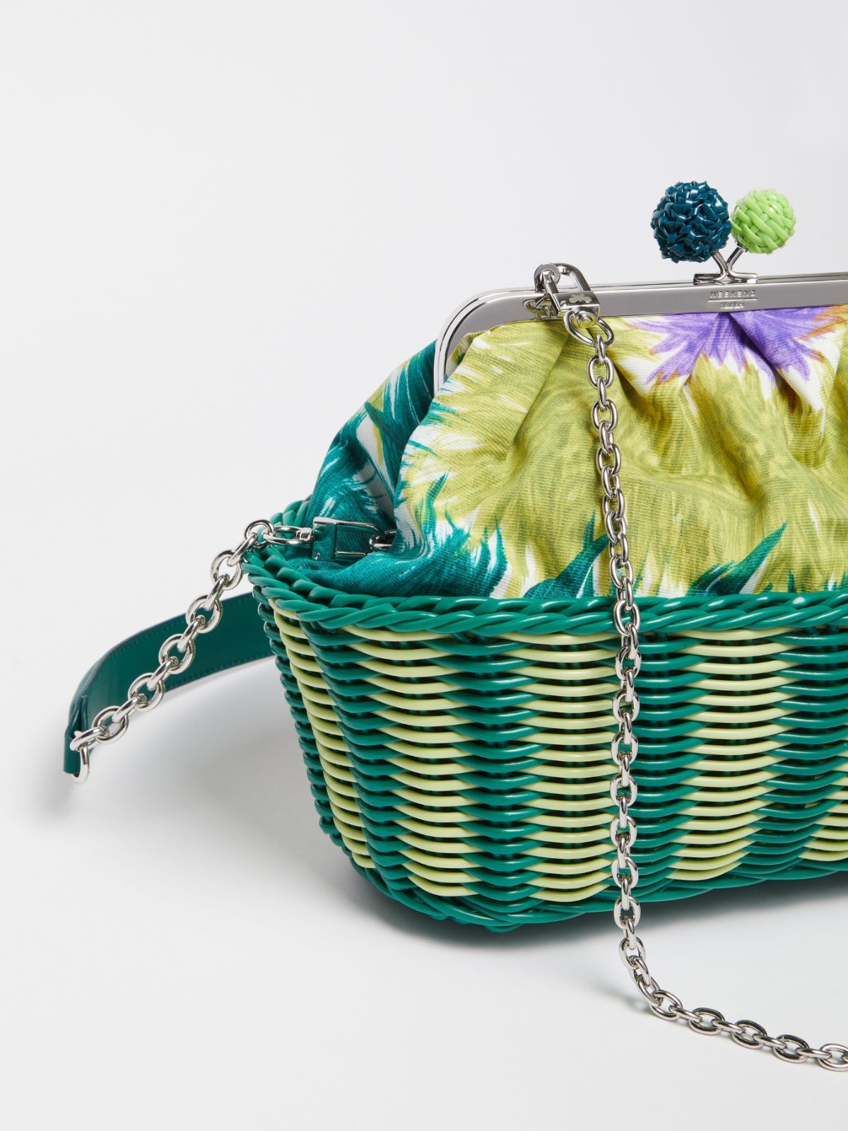 Shop Weekend Max Mara Pasticcino Medium Printed Canvas Bag In Green