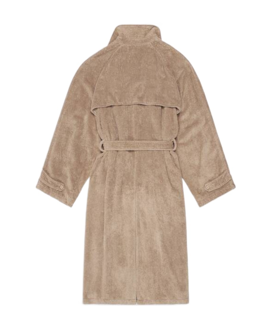 Balenciaga Towelling-finish Cotton Trench-coat In Nude