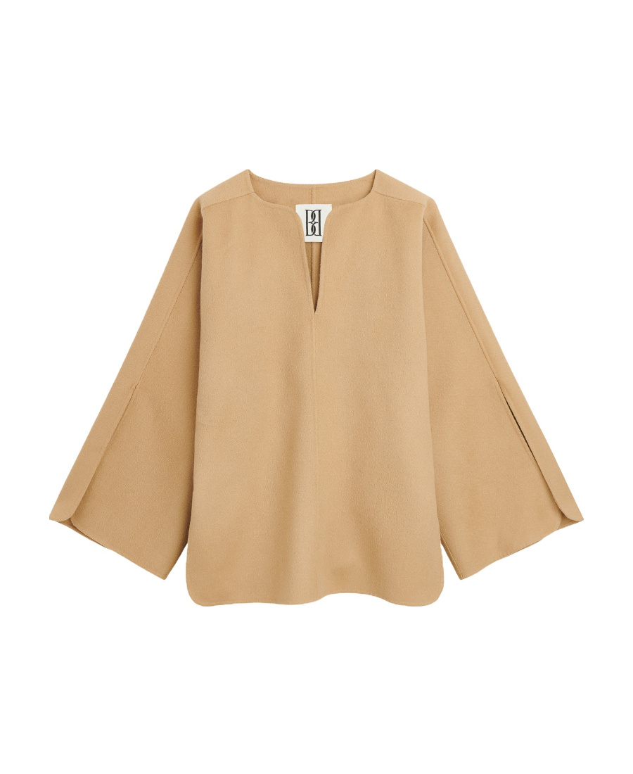 By Malene Birger Wide-sleeved Wool Blouse In Nude
