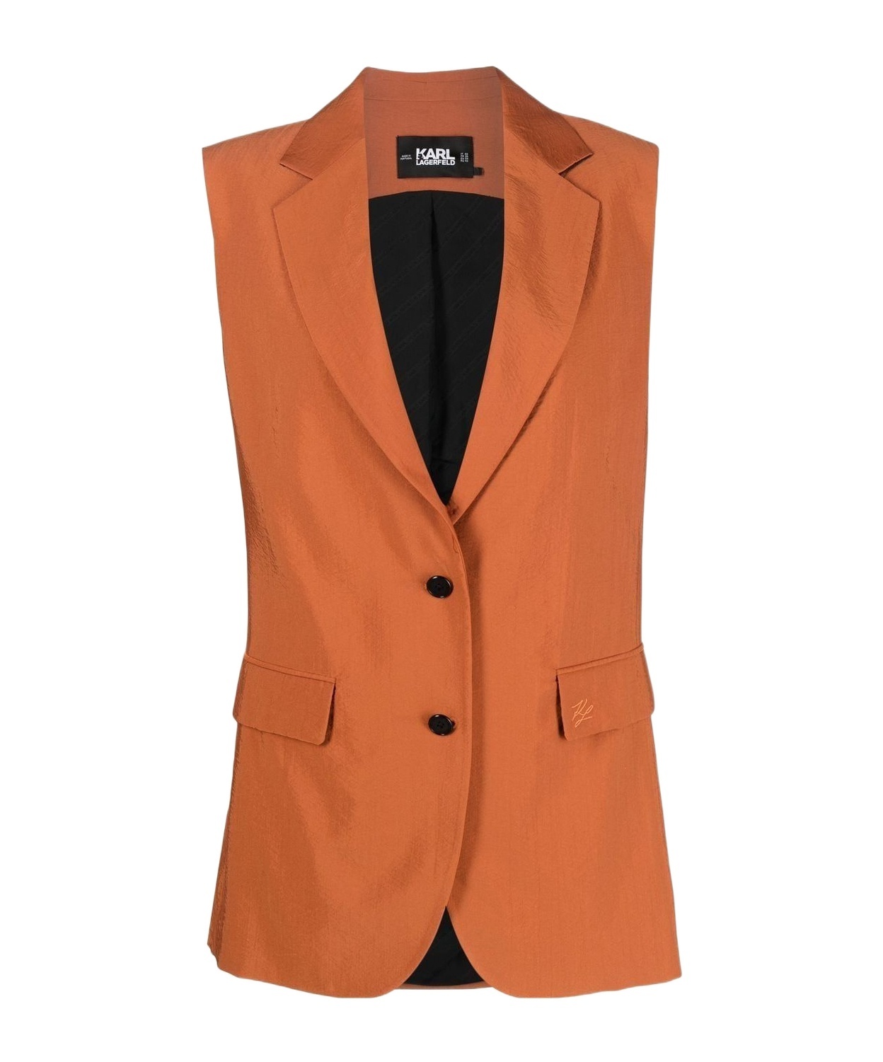 Shop Karl Lagerfeld Longline Tailored Waistcoat In Orange