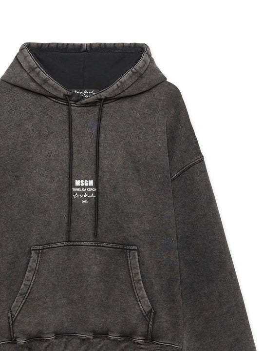Shop Msgm Helmet Print Drawstring Hoodie In Black