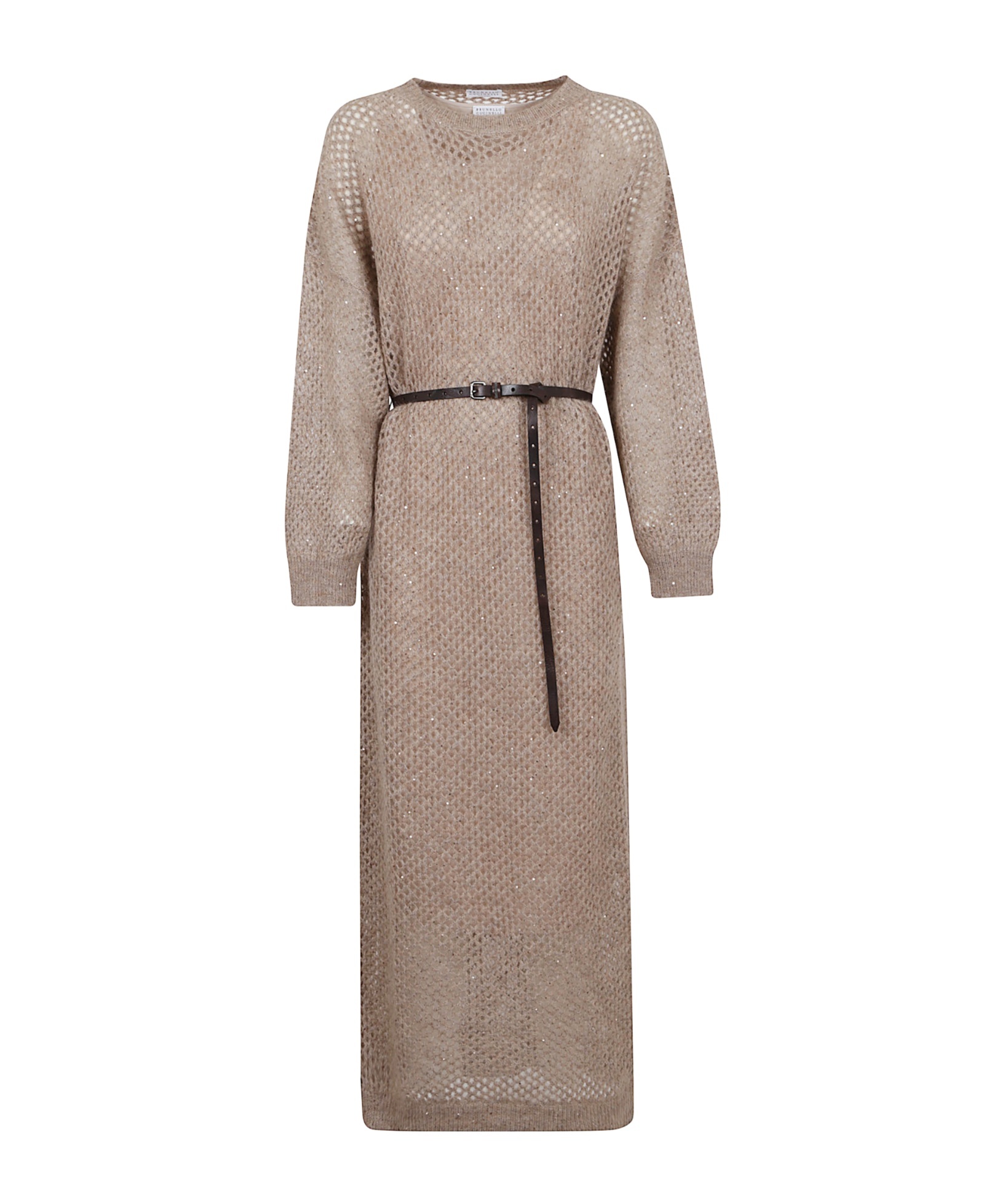 Brunello Cucinelli Knitted Midi Dress Dresses Beige In Nude