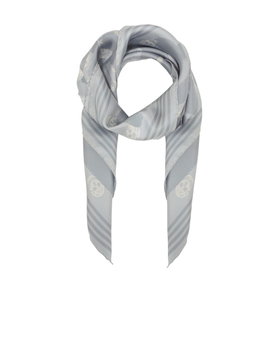 Alexander Mcqueen Graphic-print Silk Scarf In Blue