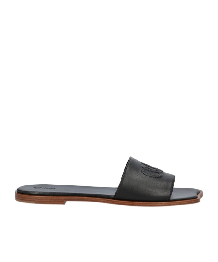 Chloé Logo-embellishment Flat Sandals In Black